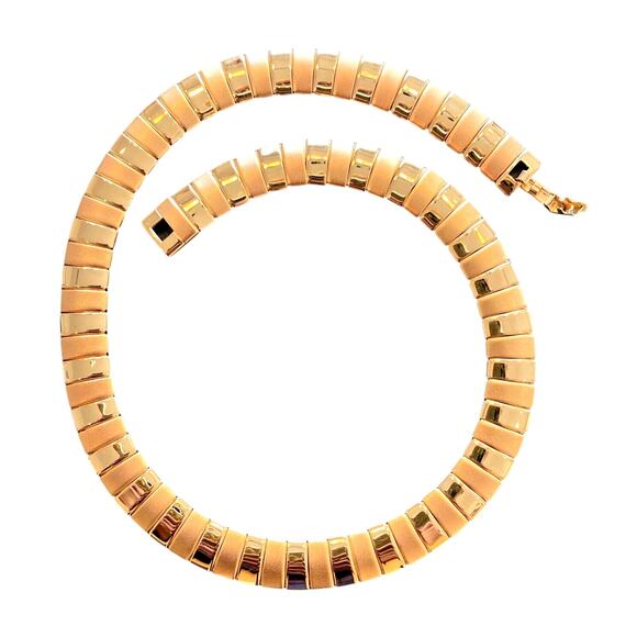 Gold Choker Necklace Vintage 90s Y2K Elegant Boss Lady Brushed & Glossy Lilnks - Picture 1 of 7